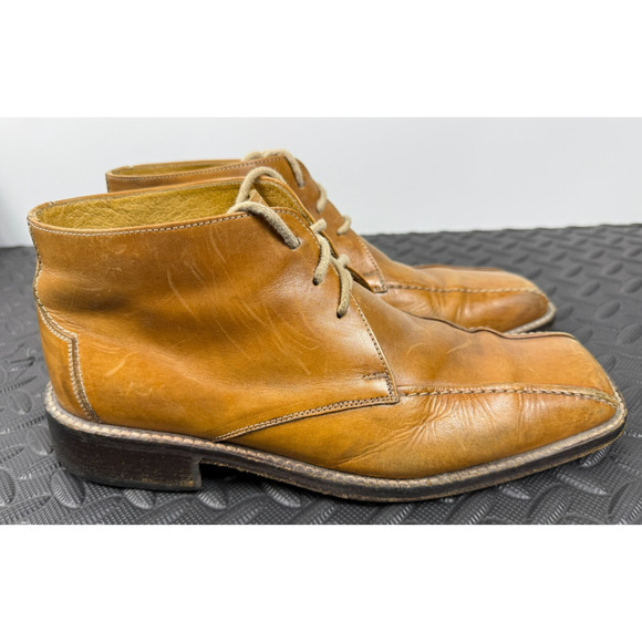 Pantanetti Vero Cuoio Brown Leather Ankle Boots Men's Size 42 Made in Italy - Picture 2 of 10